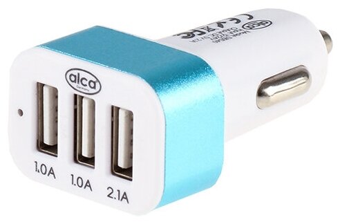 Зарядное устройство ALCA USBх3, 2.1А. Бело-голубое