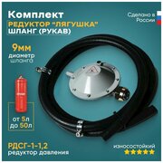 Комплект-редуктор газовый РДСГ 1-1.2 "лягушка" + шланг(рукав) резинотканный 2м+ 2 хомута.