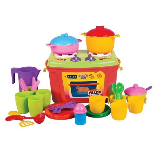 Zarrin Toys Кухня игровая Mini Stove, с набором, 35 предметов, цвет красный zarrin toys кухня игровая hut kitchen с набором 45 предметов цвет красно фиолетовый