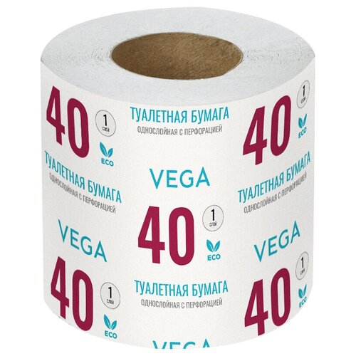 Бумага туалетная 1-слойная Vega, серая, 40м, перфорация, 48 рул/уп (339241) туалетная бумага vega серая однослойная 339241 48 рул