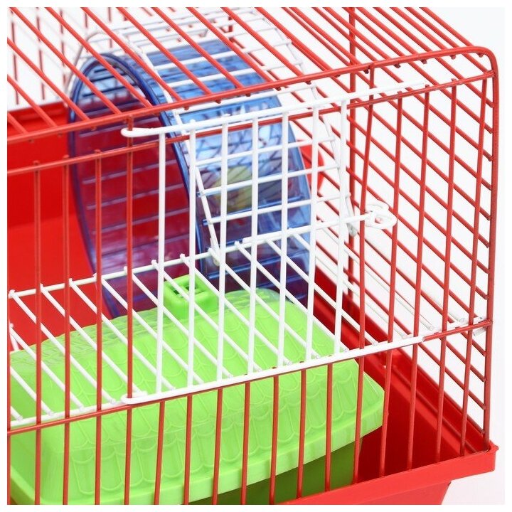 Клетка для грызунов, укомплектованная, 36 х 24 х 27 см, красный 9425801 . - фотография № 4