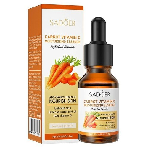 Сыворотка для лица SADOER Carrot Vitamin C с экстрактом семян моркови и витамином С, 15 мл сыворотка для лица с маслом семян моркови natural carrot perfect serum 50мл