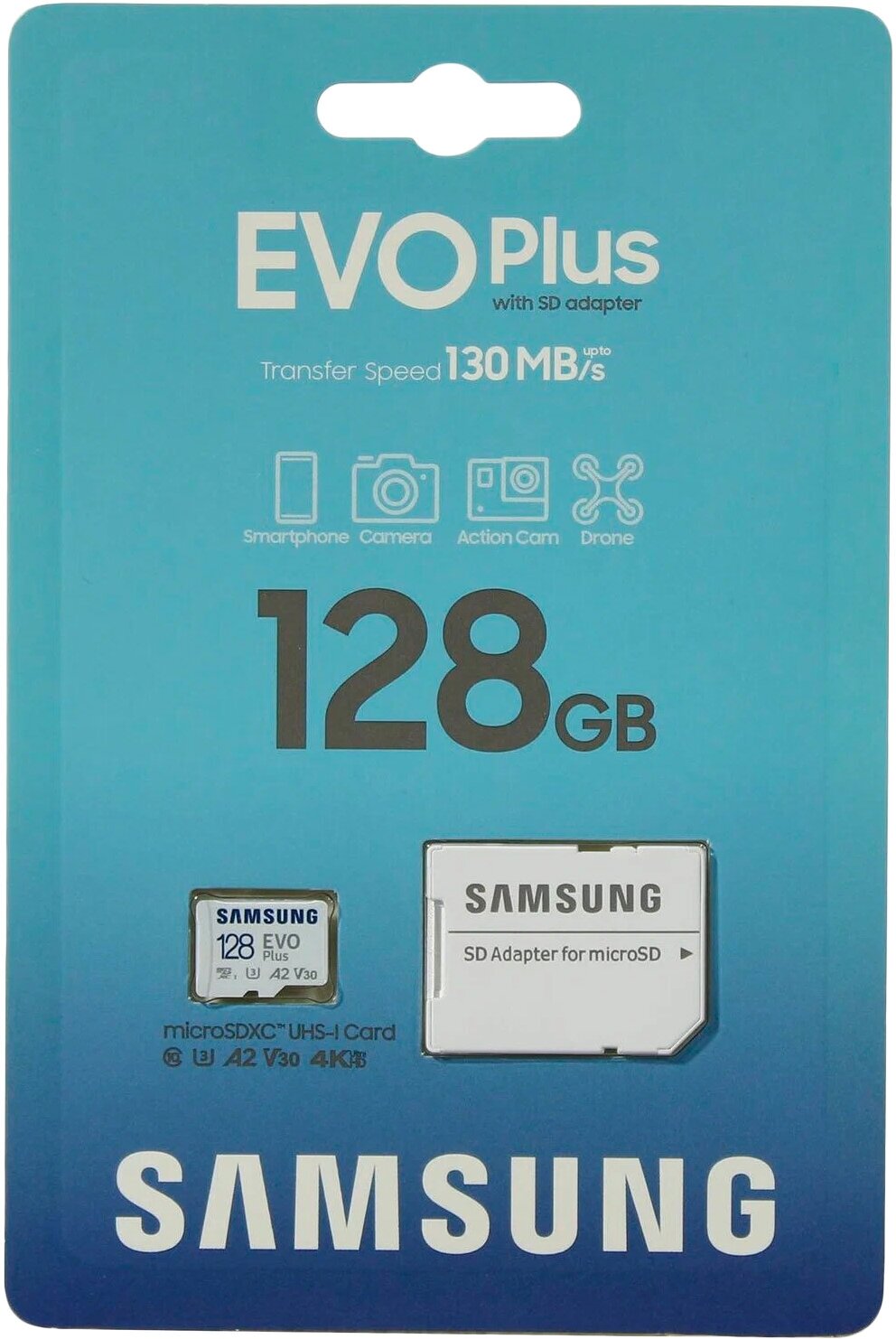 Карта памяти Samsung EVO Plus 128GB microSDXC UHS-I Card (MB-MC128KA/AM)