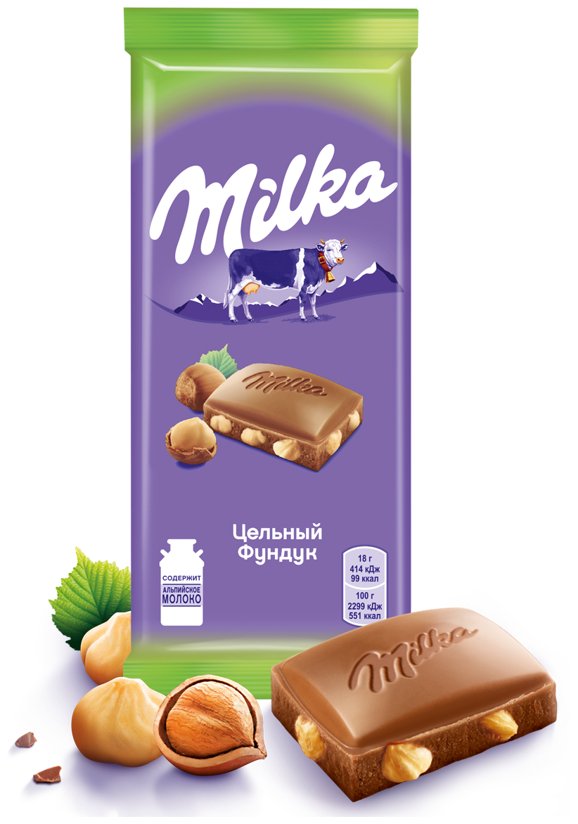 Шоколад Milka "Цельный фундук" молочный, 85гр - фото №3