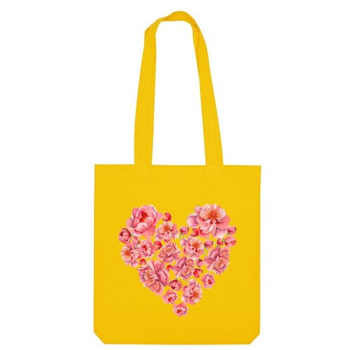 Сумка шоппер Us Basic, желтый сумка пионовое сердце оранжевый