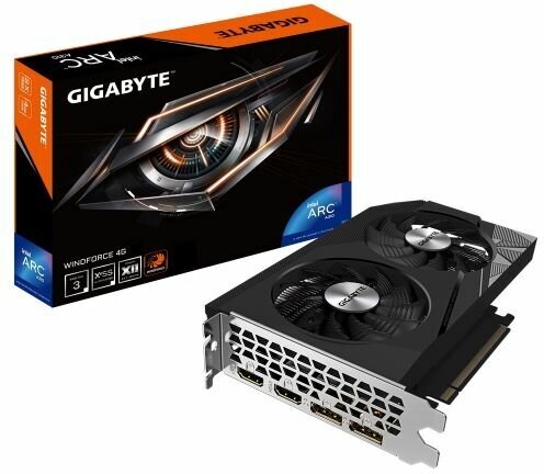 Видеокарта PCI-E GIGABYTE ARC A310 WINDFORCE (GV-IA310WF2-4GD) 4GB GDDR6 64bit 2000/15500MHz 2*HDMI/2*DP