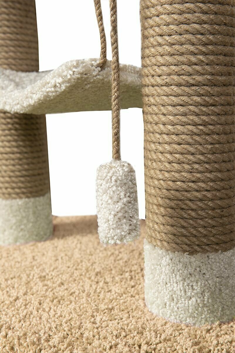 Высокая когтеточка-столбик с домиком и лежанкой для кошек "Игруля" персиковый - фотография № 8