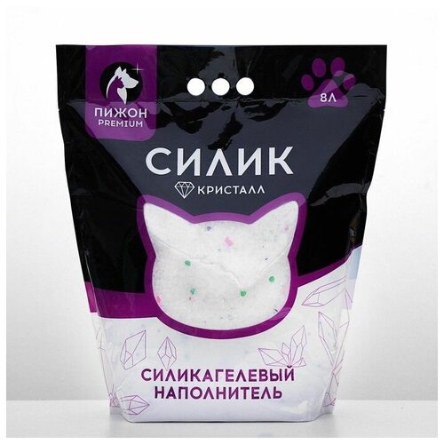 Наполнитель силикагелевый Premium Crystal, колотый, 8 л