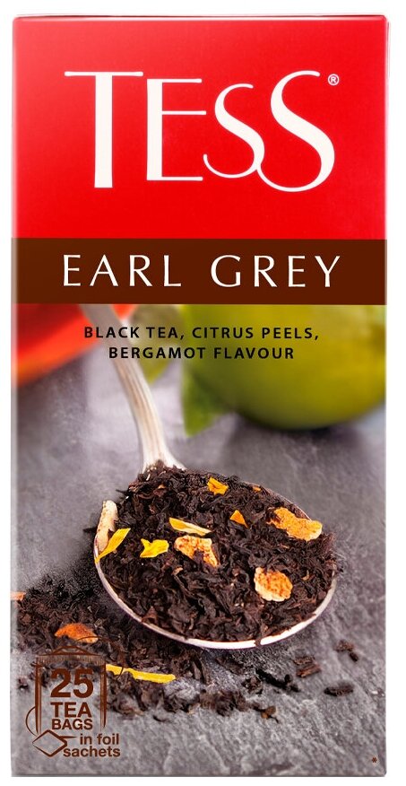Чай в пакетиках Tess Earl Grey, черный, 25 пак.