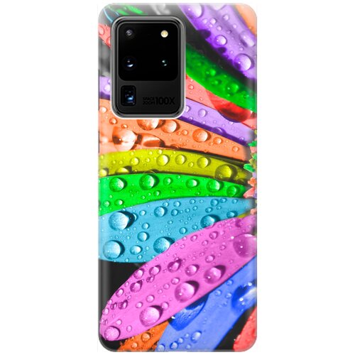 ультратонкий силиконовый чехол накладка для samsung galaxy s20 fe с принтом разноцветные листья в каплях Ультратонкий силиконовый чехол-накладка для Samsung Galaxy S20 Ultra с принтом Разноцветные листья в каплях