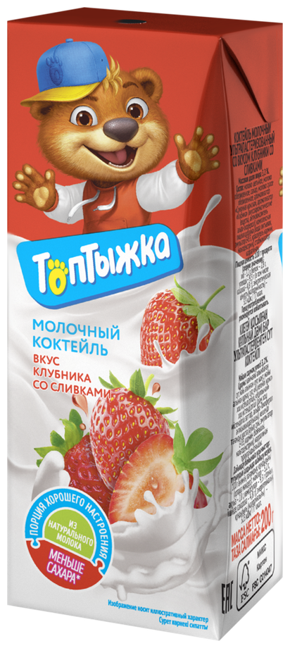 Коктейль молочный Топтыжка Клубника со сливками 3.2%
