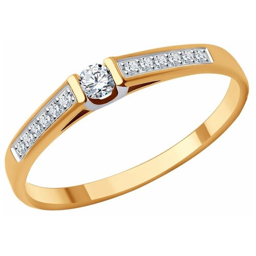 Кольцо Diamant, красное золото, 585 проба, фианит, размер 17.5