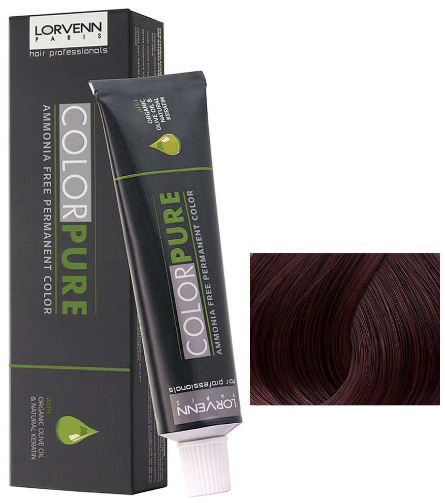 Краска COLOR PURE для окрашивания волос LORVENN HAIR PROFESSIONALS 5.5 светло-коричневый махагон 50 мл