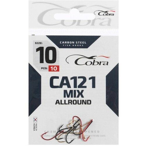 cobra крючки cobra allround ca121 mix 12 10 шт Крючки Cobra ALLROUND, серия CA121, № 10, 10 шт, микс