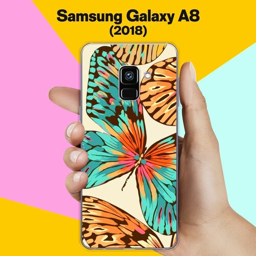 силиконовый чехол париж зарисовки на samsung galaxy a8 2018 самсунг галакси а8 2018 Силиконовый чехол на Samsung Galaxy A8 (2018) Бабочки 10 / для Самсунг Галакси А8 2018