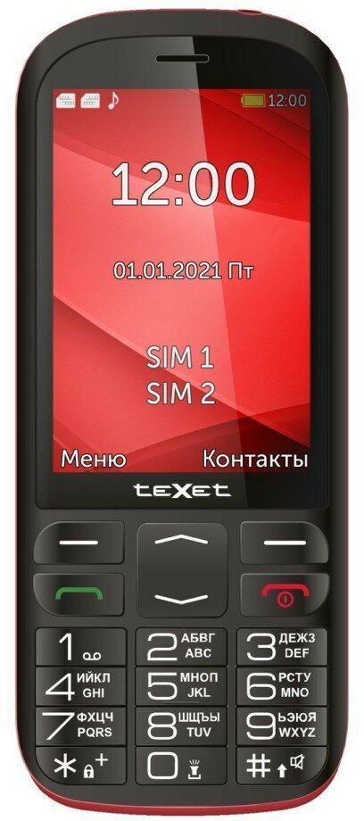 Телефон мобильный (TEXET TM-B409 Черный-красный)