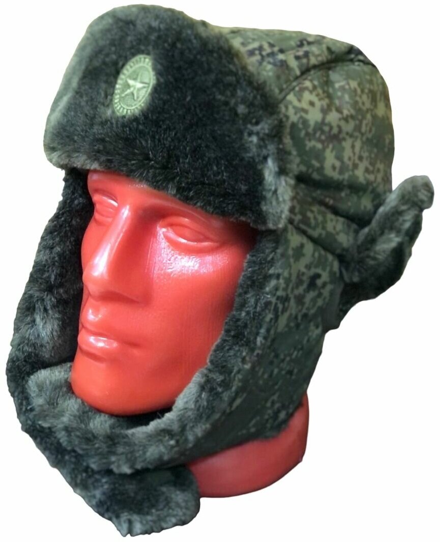 Шапка ушанка кепка зимняя для военнослужащих вкбо ( вкпо ) с кокардой искусственный мех цифра зеленая