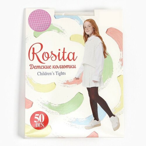 Колготки Rosita, размер Колготки детские "Мелкие ромбики" 50 den, цвет экрю, 8-10 лет, бежевый