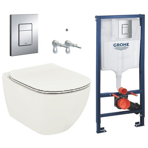 Готовый комплект: Инсталляция Grohe 38772001 + подвесной унитаз Tesi aquablade