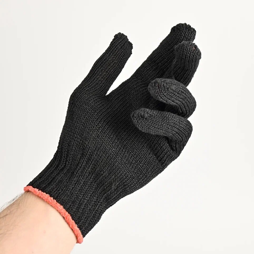 Перчатки трикотажные Супер-Люкс с ПВХ черные - фотография № 4