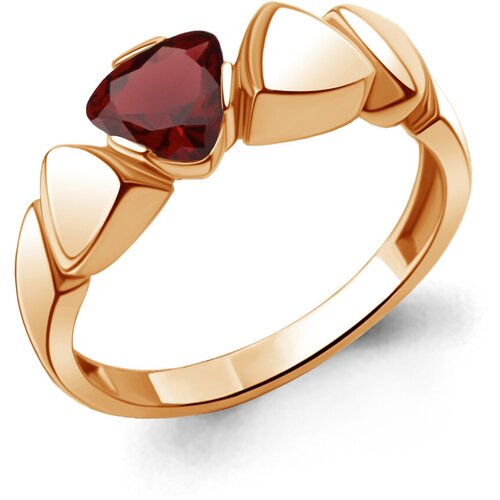 фото Кольцо diamant online, серебро, 925 проба, золочение, гранат, размер 18.5