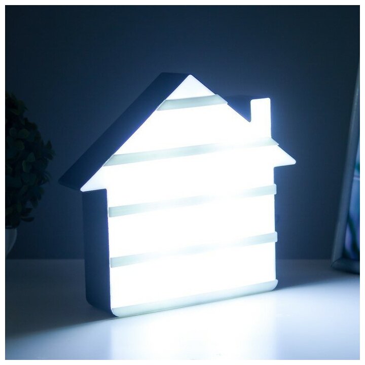 Ночник"Домик" LED от батареек/USB чёрно-белый 22х24,5х5 см Risalux 9335357 . - фотография № 3
