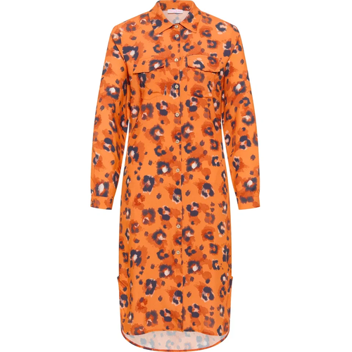 фото Платье frieda & freddies, вискоза, повседневное, свободный силуэт, миди, карманы, размер 34, оранжевый