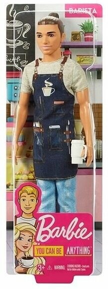 Кукла Barbie Кем быть? Бариста Кен, 29 см, FXP03