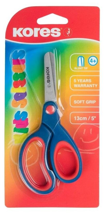 Ножницы детские Kores Softgrip (130 мм с эргономичными ручками)