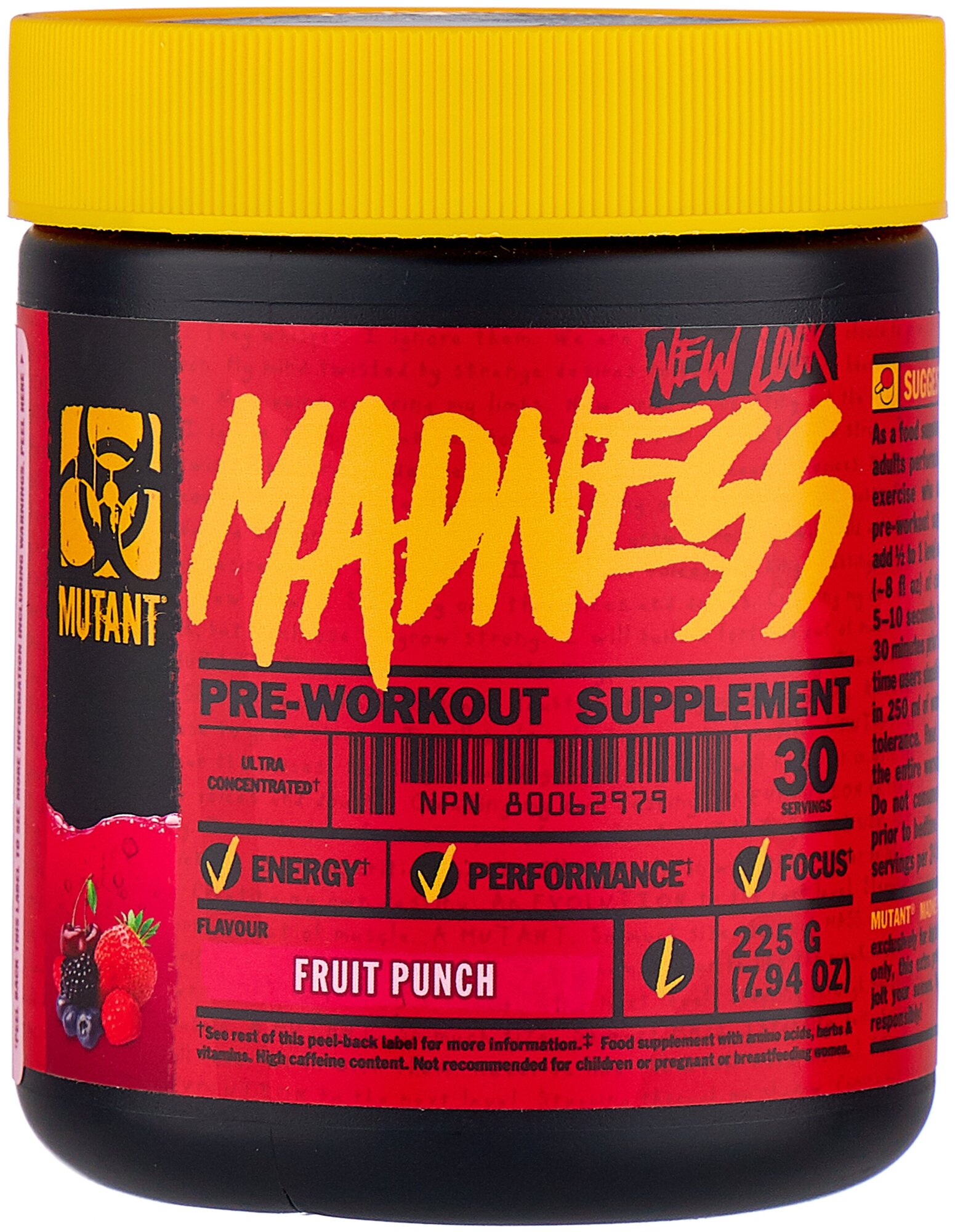 Предтренировочные комплексы для спортсменов Mutant Madness 7,94 oz Fruit Punch