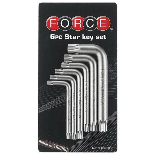 набор ключей rock force torx удлиненных т10 т40 7 предметов Набор имбусовых ключей FORCE 5063, 6 предм., серебристый