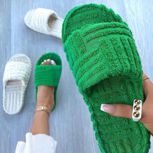 Тапочки , текстиль, размер 35, зеленый