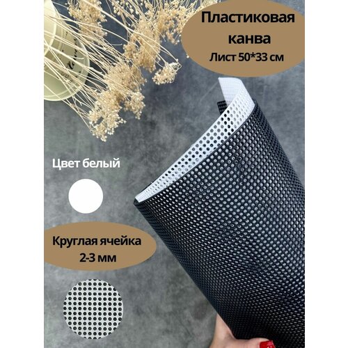 Пластиковая канва. Лист 50*33 см круглая ячейка 2-3 мм. Цвет белый.
