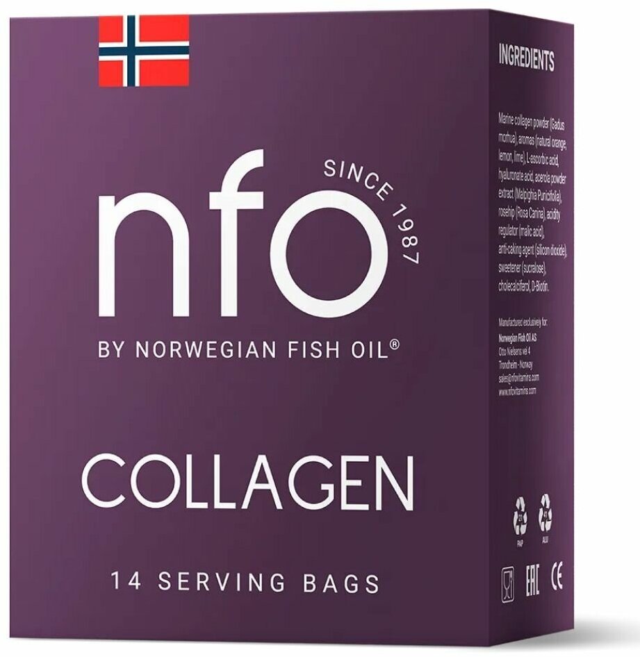 Коллаген NFO/Норвегиан фиш оил саше 5,3г 14шт Norwegian Fish Oil AS - фото №1