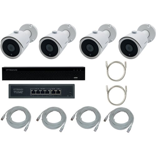 Комплект видеонаблюдения IP IPTRONIC дача/коттедж Bullet Kit 4