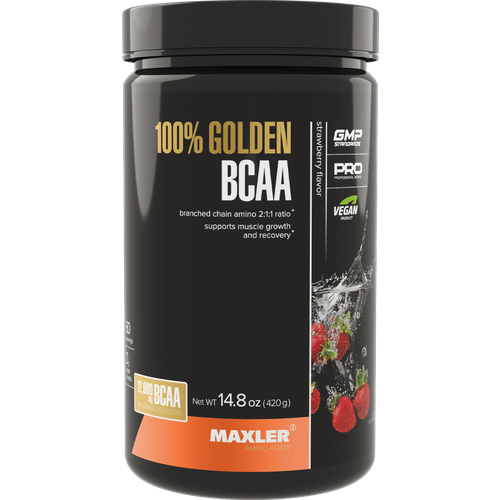 BCAA Maxler 100% Golden, клубника, 420 гр. аминокислотный комплекс maxler 100% golden апельсин 420 гр