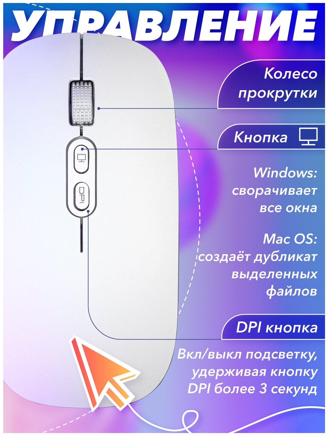 Мышь беспроводная М103 Bluetooth 51 + Nano USB Зарядка Type-C Компьютерная мышка с RGB подсветкой бесшумная мышка с Аккумулятором