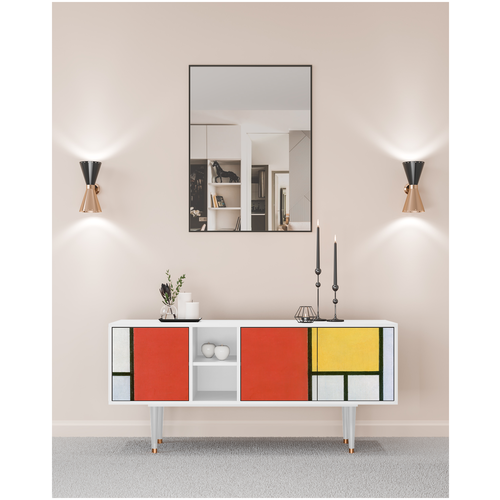 ТВ-Тумба - STORYZ - T5 Composition with Blue, 150 x 69 x 41 см, Red and Yellow by Piet Modrian, 150 x 69 x 41 см, Антрацит