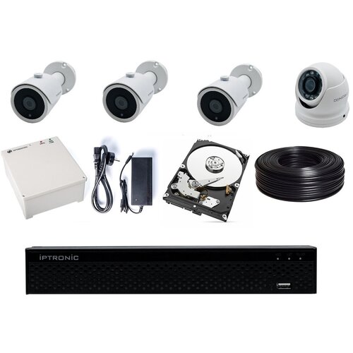 Комплект видеонаблюдения AHD IPTRONIC дача/коттедж 2Tb Bullet-Dome Kit 3-1 ИБП