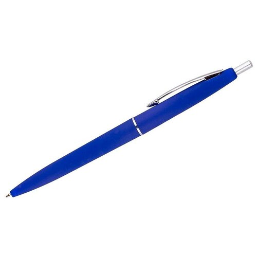 Ручка шариковая автоматическая OfficeSpace Business синяя, 0,7мм, синий антискол. корпус, цена за штуку, 197486