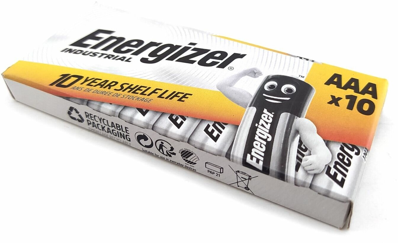 Батарейки (10шт) ENERGIZER LR03 AAA E92 Industrial 1.5В в боксе