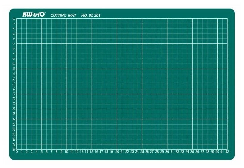 Коврик-подкладка настольный для резки А3 (450х300 мм), сантиметровая шкала, зеленый, 3 мм, KW-trio, 9Z201, -9Z201