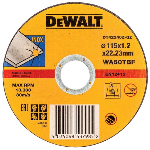 Диск отрезной DeWALT DT42240Z, 115 мм 1