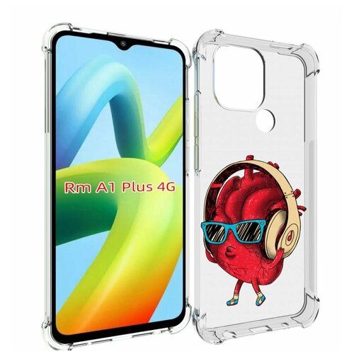 Чехол MyPads слушай сердце для Xiaomi Redmi A1 Plus + задняя-панель-накладка-бампер чехол mypads медовое сердце для xiaomi redmi a1 задняя панель накладка бампер