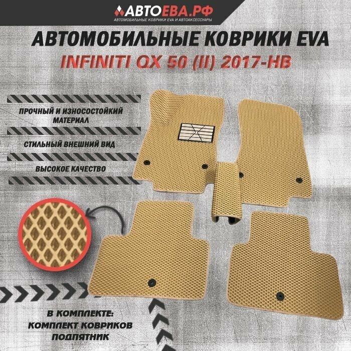 Автомобильные коврики EVA для Infiniti QX 50(II) + подпятник / Инфинити QX 50 / 2017-н. в.