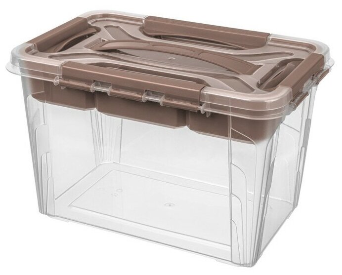 Ящик универсальный GRAND BOX, цвет коричневый, с замками и вставкой-органайзером, 6,65 л. - фотография № 2