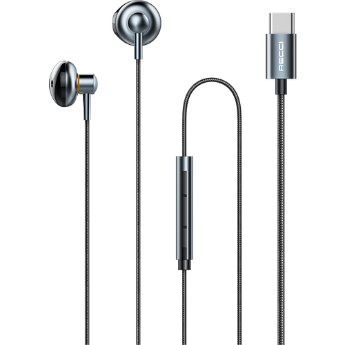 Наушники проводные Type-C Recci REP-L26 Wired Earphone, темно-серый