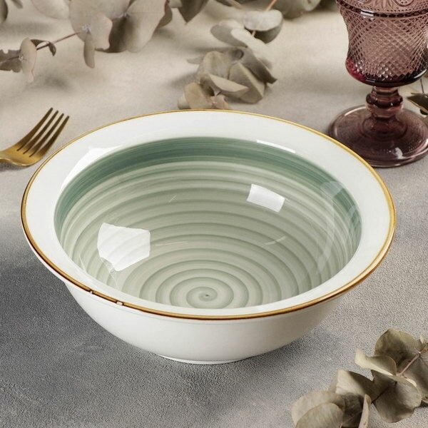 фото Салатник керамический "Крафт", 1.4 л, 23x8 см, цвет темно-зелёный