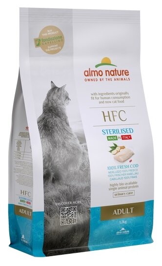 Сухой корм для стерилизованных кошек Almo Nature с треской 1.2 кг