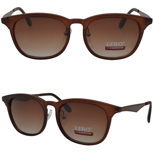 фото Солнцезащитные очки lero, вайфареры, оправа: металл, поляризационные, коричневый
